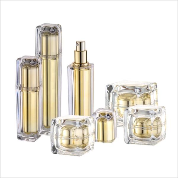 Luxury PMMA Plastic Lotion Jars With Lid Square Cream Jar Double Layer 15g 30g 50g