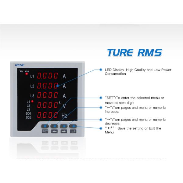 Three phase 5 rows display digital amp&volt &hertz meter AC combination multimeters
