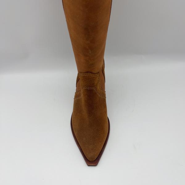 soft cow suede leather with canvas upper，pointed toe Womens genuine Leather winter Dress Boots