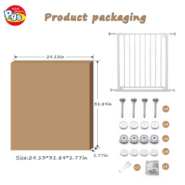 Safety Dog Gate for Stairs Auto-Close Safety Metal Child Gate for Baby with Pressure Mounted
