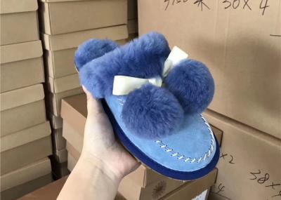 Luxurious Dyed Women's Merino Fluffy Sheep Wool Slippers , Ladies Sheepskin Slippers