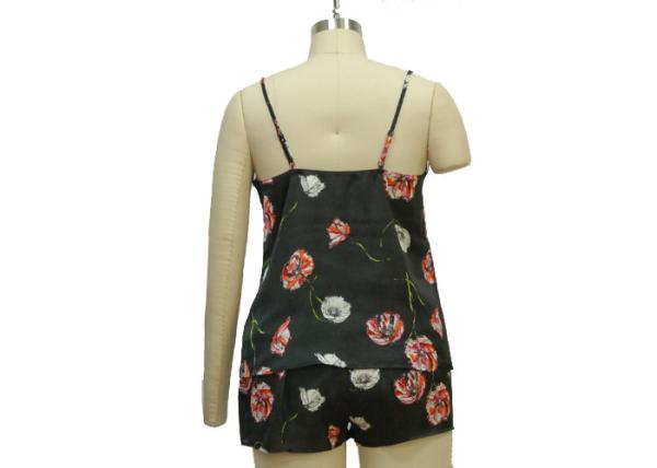Sexy Silky Stylish Womens Comfy Loungewear , Satin Pajama Short Sets Strappy Top