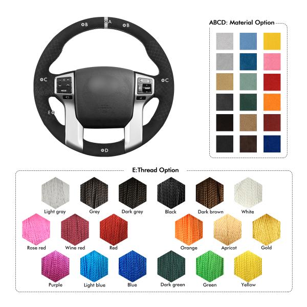 Custom Hand Stitching Embossed Athsuede Steering Wheel Cover for Toyota 4Runner Land Cruiser Prado Tacoma Sequoia 2010-2017