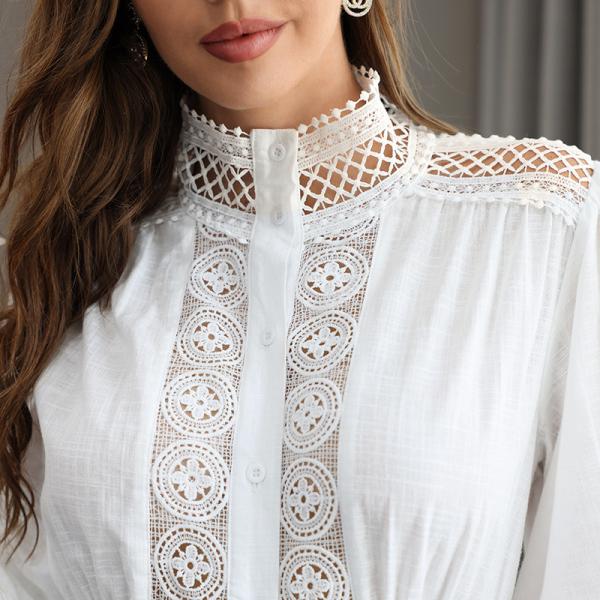 Lace Dress White Dress Short Mini Dress White Pure Color Hollow Out Lace Patchwork Sexy Cuff Sleeve Party Dress