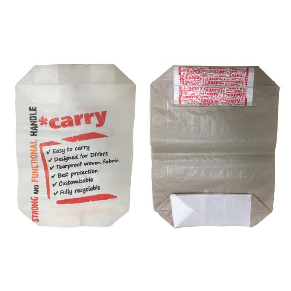 Custom Printing Block Bottom PP Recycled Cement Bags / Woven Polypropylene Bags