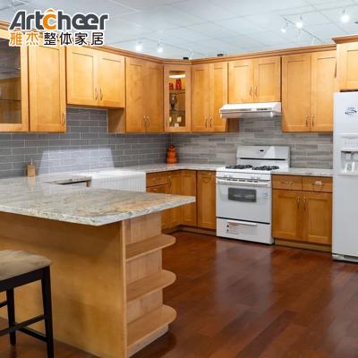 Plywood Carcase Modular Kitchen Cabinet with Modern Stylish Design and Marble Stone Top
