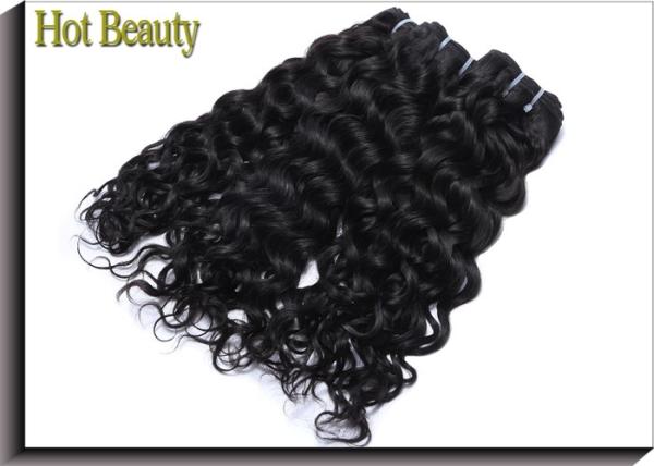 Full Tightened Water Wave Virgin Human Hair Extensions Healthy Natural Black 100G