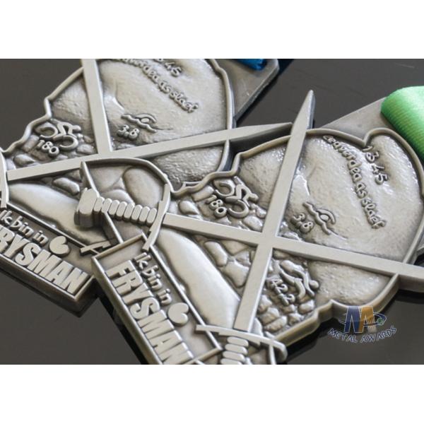 Antique Gold Or Brass Plating Metal Award Medals Sublimated Ribbon Smooth Back