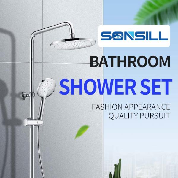 Chrome Copper Bathroom Round Head Shower Set And Rain Shower Mixer Set