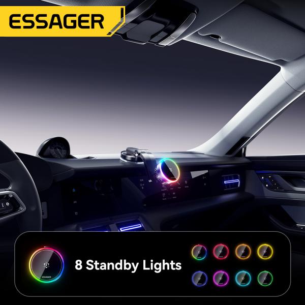 ESSAGER T2 15W Wireless Fast Charging Vacuum Suction Magnetic Car Phone Holder 360 Rotation
