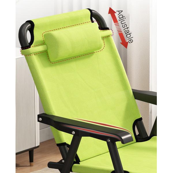 Outdoor Folding Chair for Camping Fishing Traveling, Portable with Footrest and Pillow, Ultralight Iron Pipe Seater