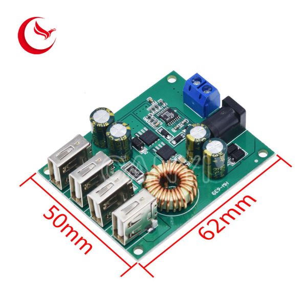 DC DC 7V-60V To 5V 5A 4 Four USB Output Buck Converter Pcb Board Step Down Power Supply Module