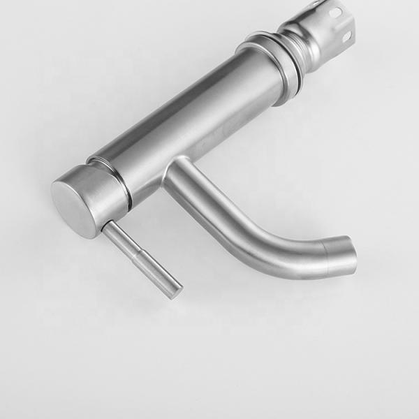 Deck Mounted Single Handle Kitchen Tap with Pull Out Sprayer Polished Stainless Steel