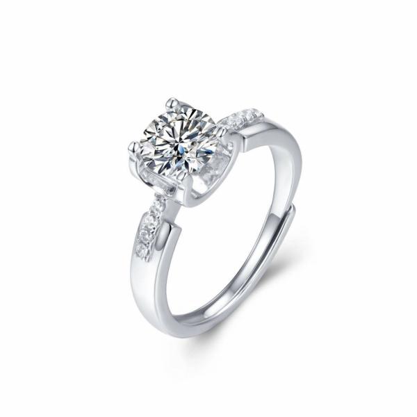 925 Sterling Silver Bridal Moissanite Engagement Ring Set 1 Carat