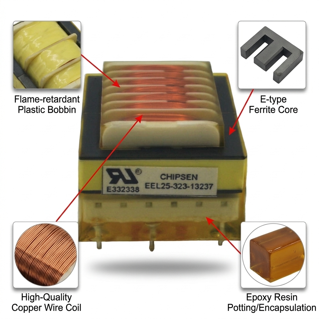 EEL25 High Frequency Pulse Transformer Multi Slot High Voltage Step Up