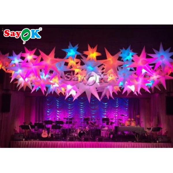 Cute 190t Oxford Cloth Hanging LED Inflatable Star For Outdoor Event