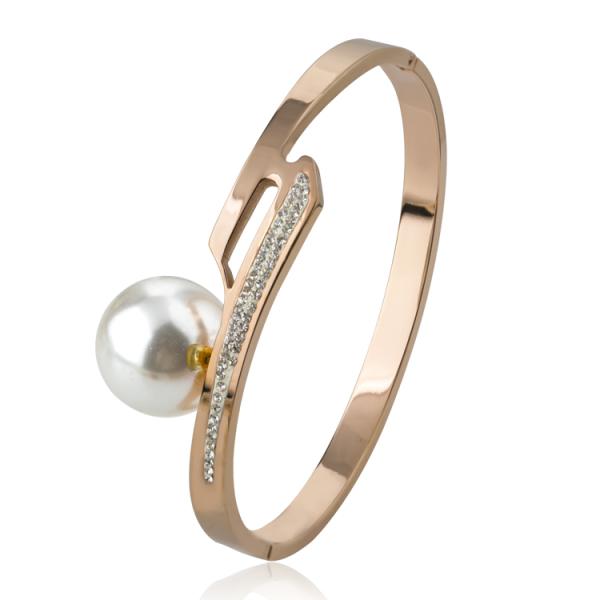 Wholesale New Designer Simple Circle Charm Symbol Jewelry Girls' Infinity Stainless Steel Bracelet Pearl Bangle