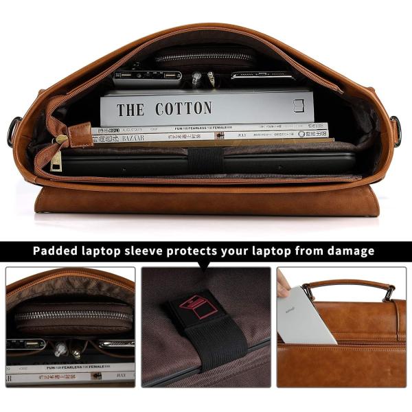 MENS MESSENGER BAG VINTAGE 15.6 INCH WATERPROOF LEATHER LAPTOP BRIEFCASE LARGE SATCHEL SHOULDER BAG RETRO OFFICE COLLEGE