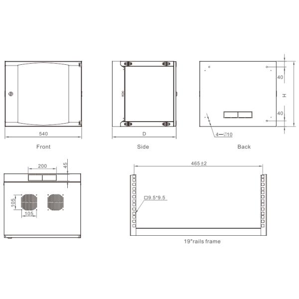 VA Series wall mounted 19 inch 4U 6U 9U 12U 15U 18U indoor ddf network cabinet with lock VA Wall Mount Rack Cabinet
