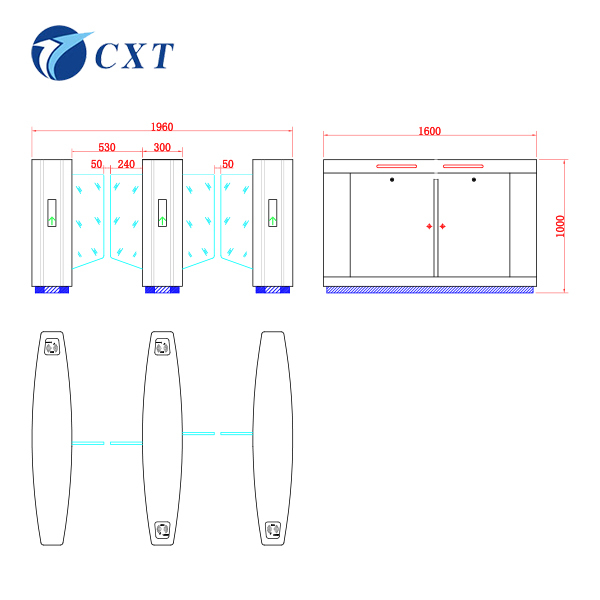 RFID Glass Swing Turnstile 201 Stainless Steel With Single Channel 510H-