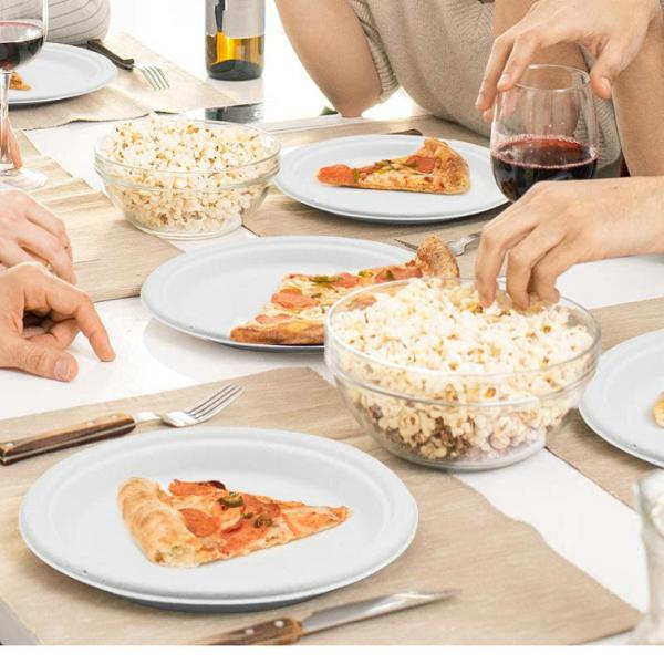 PT2095 Pure White 4 Inch Biodegradable Disposable Plates And Cutlery For Weddings