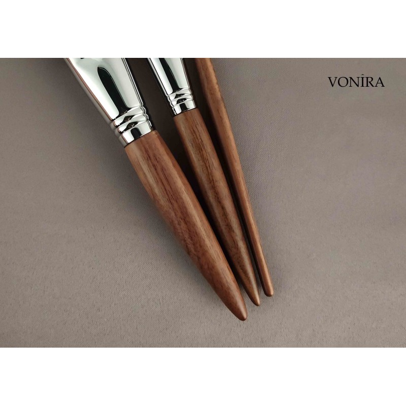 Vonira Custom Wholesale Natural Animal Hair Brown Ebony Handle Makeup Eye Brow Brush