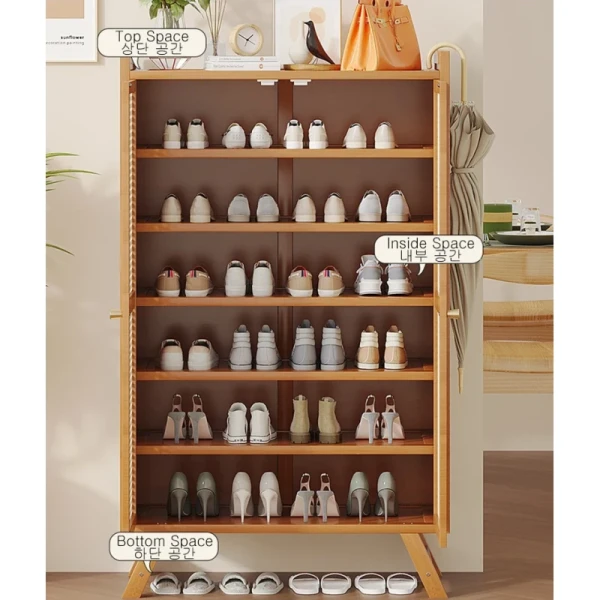 Breathable Shoe Cabinet with Doors, Freestanding Entrance Multi-layer Storage Rack