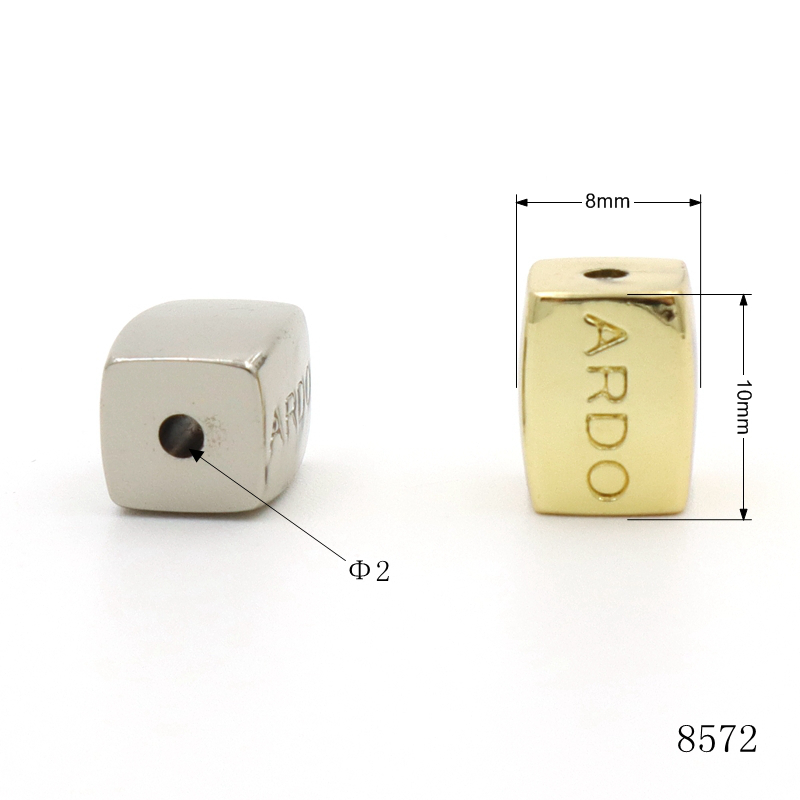 10mm Square Metal Alloy Bead With Text Engraving Custom Bracelet Space Beads