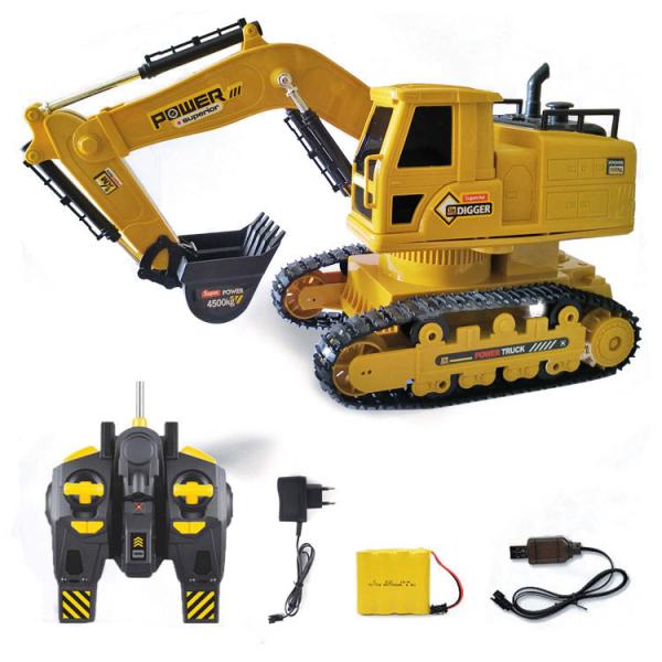 Indoor-Outdoor Electric Remote Control Excavator Toy with Music and Lighting 10 Channel