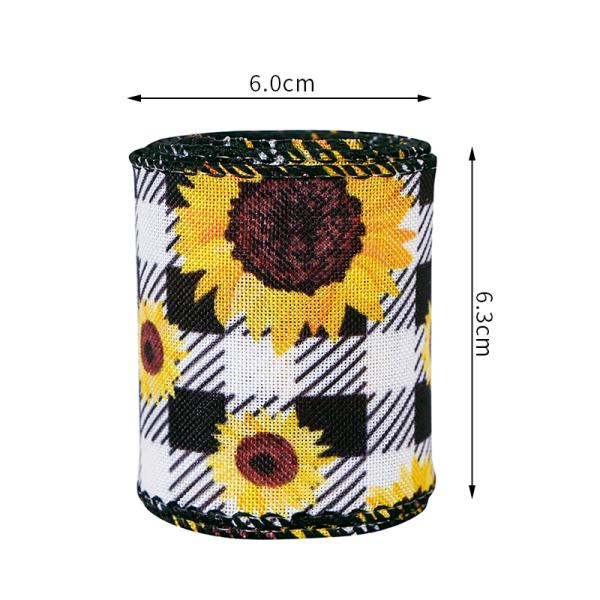 High Tenacity Summer Wired Burlap Ribbon Yellow Sunflower Ribbons for MSD 2.5 Inches