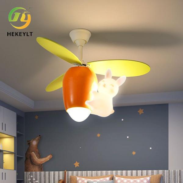 Crianças desenho animado criativo bonito coelho cenoura teto ventoinha luz para menino menina quarto