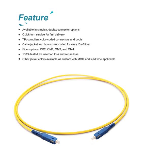 2.0mm 3.0mm G652D SC To SC SM Digital Fiber Optic Cable For Data Center