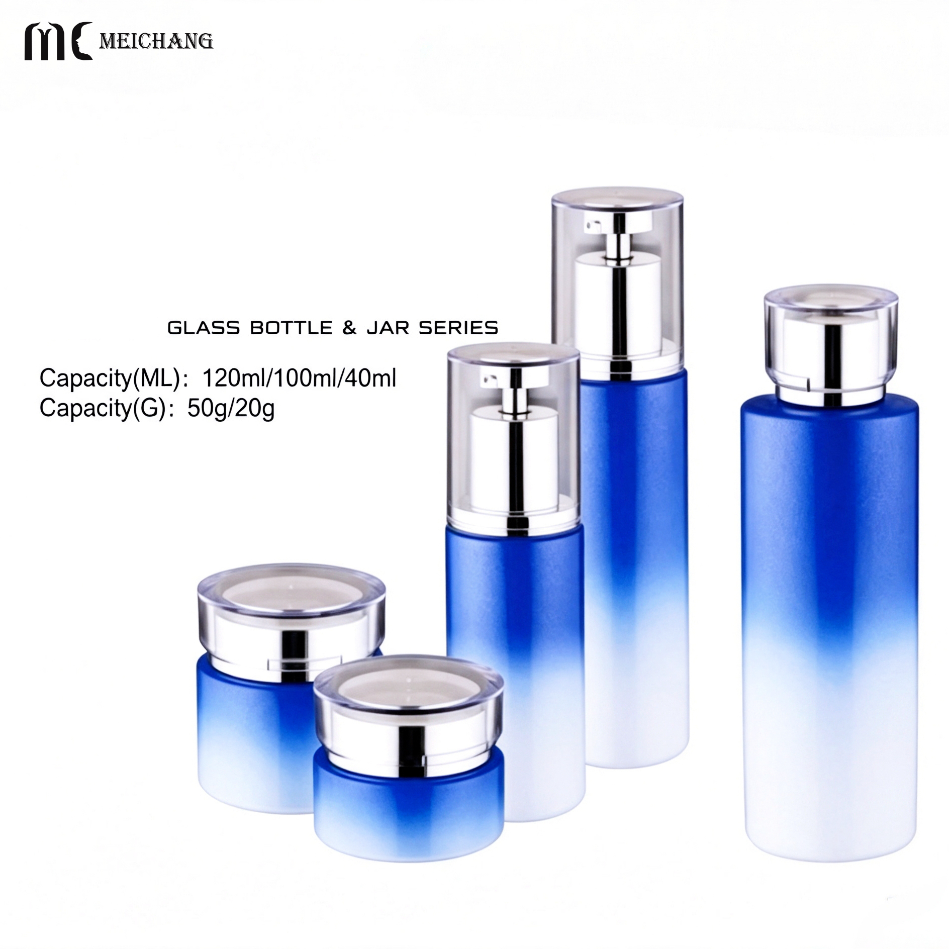 Blue & White Oriental Design Light-Blocking Glass Skincare Bottle with UV Protection Coating and Customizable Decoration
