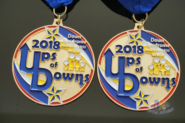 Awareness Walk Gold Sport Metal Award Medals Blue Ribbon Hockey And Racing Medals