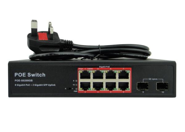 Latest POE-S0208GB 8 Gigabit PoE & 2 Gigabit SFP IEEE802.3af/at PoE Switch (150W built-in power supply source)