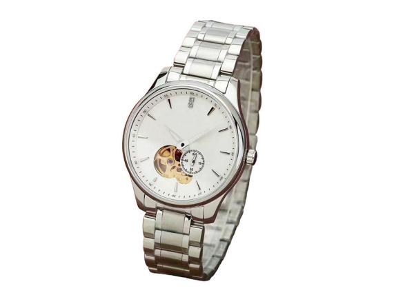 Index Hands Markers Stainless Steel Automatic Watch Male White / Black Face