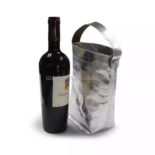 Washable Kraft Paper Single Wine Bottle Bag Thermal / Tear Resistant Portable Waterproof
