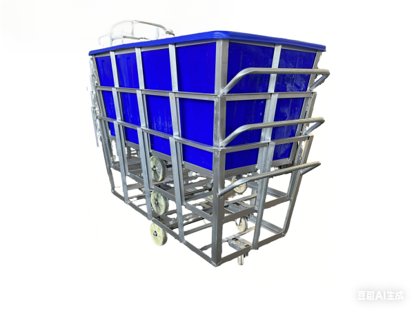 1300L Ergonomic Rotomolded Poly Box Truck   Heavy-Duty Fabric Trolley with Galvanized Steel Base