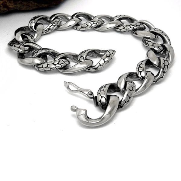 Men's Titanium Stainless Steel Curb Chain Link Bracelet 8 Inches (JCE168)