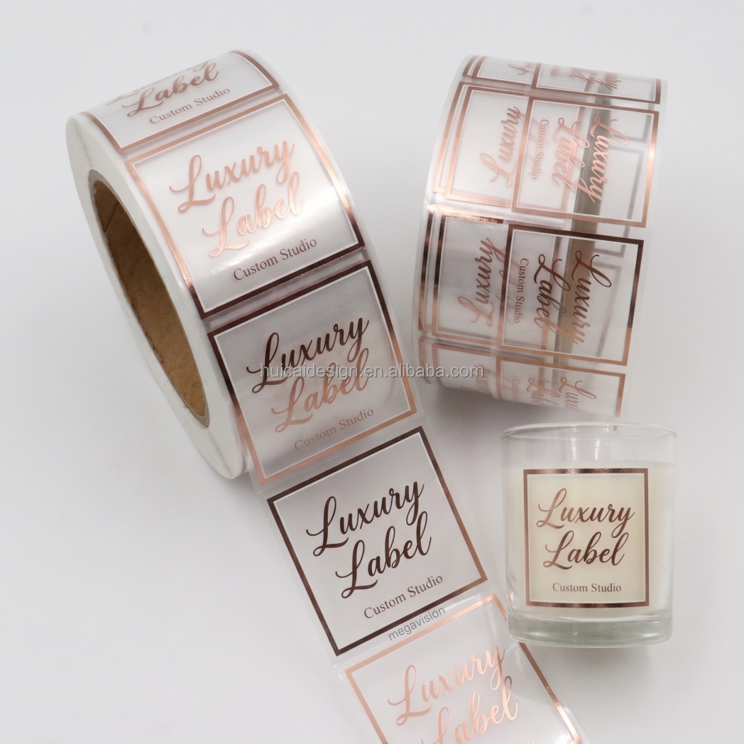 Luxury Transparent Gold Candle Labels Custom Printed Adhesive Stickers with Hot Stamping for Candle Containers