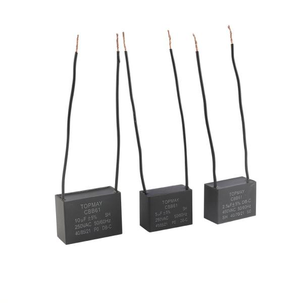 CBB61 AC 10uF Motor Capacitor 250VAC Wire Leads Terminal For Electric Pump