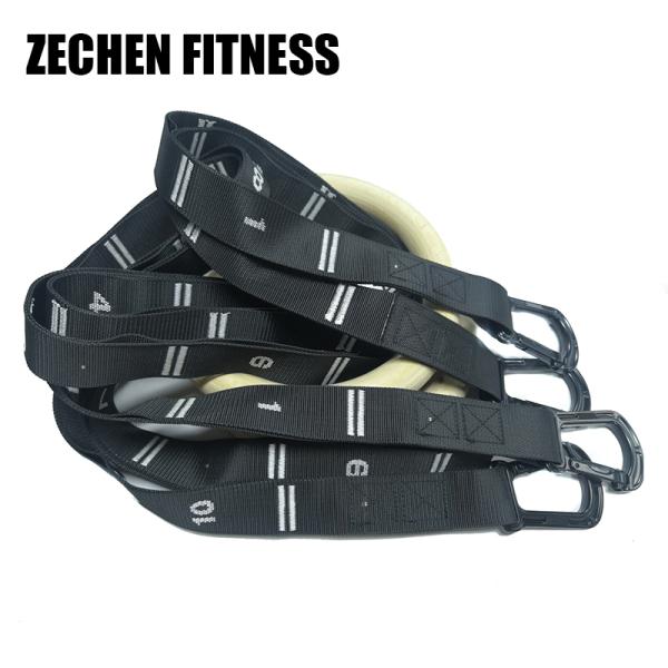 28mm Wooden Pull Up Rings Olympic Double Layers Durable Nylon 8 Feet Stitches Straps