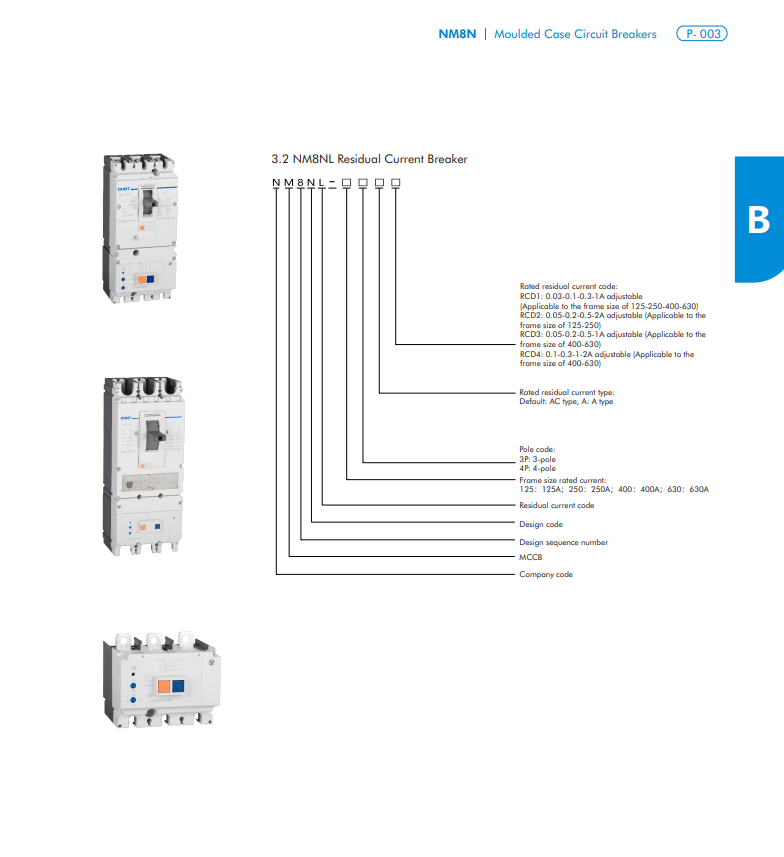 MCCB Plastic Case Circuit Breaker 125A 250A 400A 630A 800A For Circuit Protection