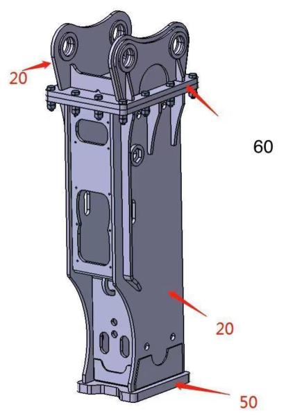 ISO Excavator Breaker Parts Bracket Shell Cover For Soosan Type Furukawa Type