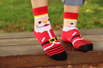 Funny santa claus patterned design winter cotton socks for women