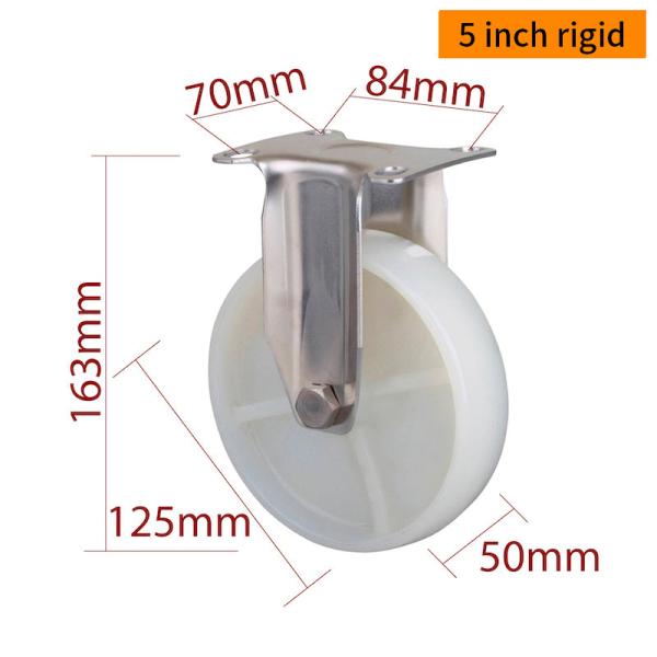 EDL 5 pulgadas de acero inoxidable rueda de rodillo industrial con banda de rodamiento TPA y apoyo de carga de 400 kg S715P-25