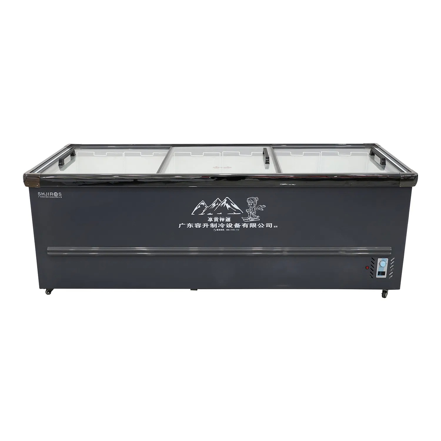 Double Door Deep Island Freezer Horizontal Supermarket Display Freezer 360L