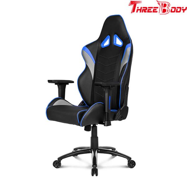 PU Leather X Racer Gaming Chair , Black And Blue Car Seat Computer Chair