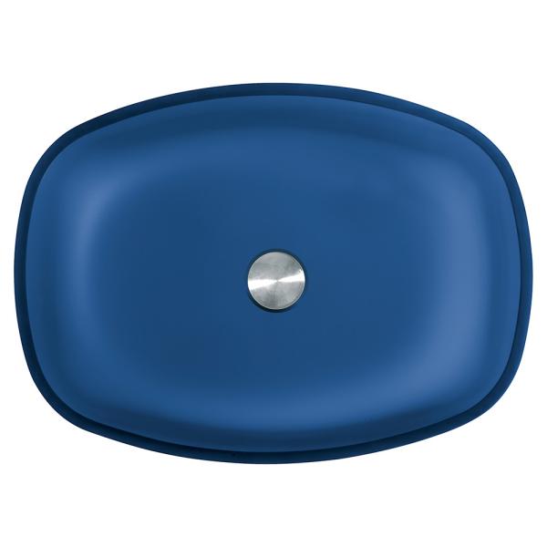 Winter Melon Shaped Countertop Wash Basin In Matt Blue Tempered Glass