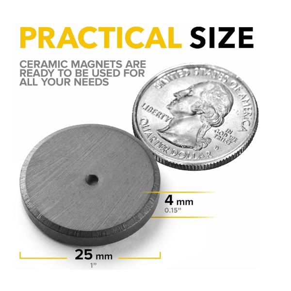 36PCS Ferrite Magnetic Disc Round Disc Magnets With Strong Sticky Adhesive Backing